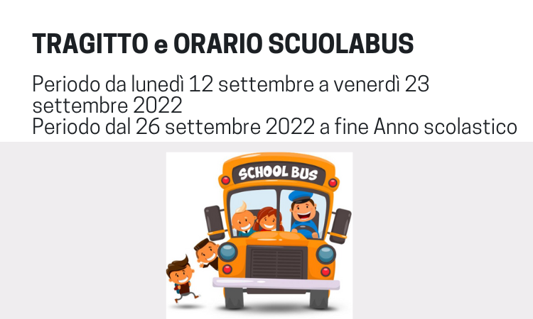 Periodo da lunedì 12 settembre a venerdì 23 settembre 2022 Periodo dal 26 settembre 2022 a fine Anno scolastico 